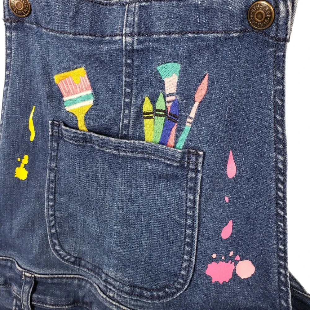 Gymboree Girls Denim Overalls Dress Artist‎ Paint Splatter Size 12